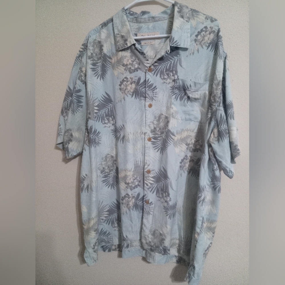 Tommy Bahama Light Blue and Gray Floral Shirt